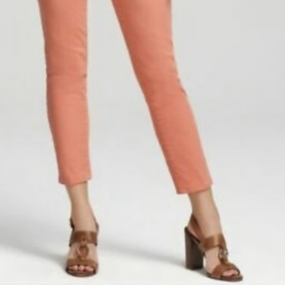 TORY BURCH Alexa Cropped Skinny Jeans Coral Pink Low Rise Stretch - Picture 4 of 16